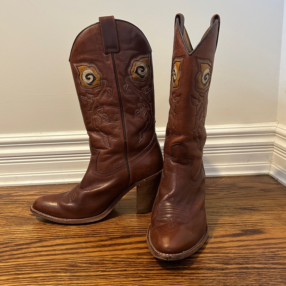 Sandra Brown Leather Cowboy Boots
